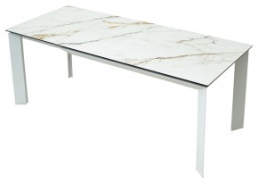 Стол CREMONA 180 KL-188 Контрастный мрамор матовый, итальянская керамика/ белый каркас, ®DISAUR в Губкинском - gubkinskiy.ok-mebel.com | фото 9
