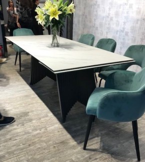 Стол IVAR 180 MARBLES KL-99 Белый мрамор, итальянская керамика/серый, ®DISAUR в Губкинском - gubkinskiy.ok-mebel.com | фото 6