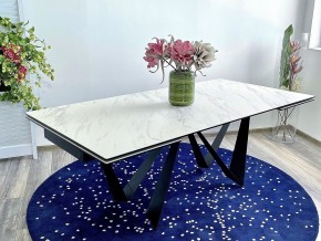 Стол RIETI 200 KL-99 Белый мрамор матовый, итальянская керамика / черный каркас, ®DISAUR в Губкинском - gubkinskiy.ok-mebel.com | фото 2