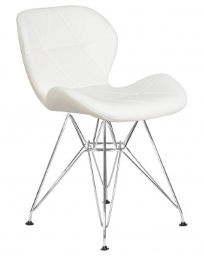 Стул обеденный DOBRIN BUTTERFLY CHROME, ножки хром, цвет белый в Губкинском - gubkinskiy.ok-mebel.com | фото 2