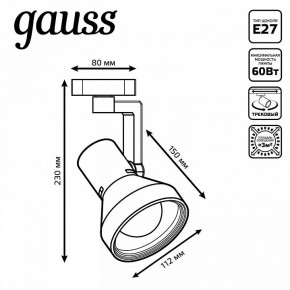 Светильник на штанге Gauss Track Light TR005 в Губкинском - gubkinskiy.ok-mebel.com | фото 6