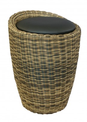 Табурет с местом для хранения LM-1100Rattan, чёрный в Губкинском - gubkinskiy.ok-mebel.com | фото