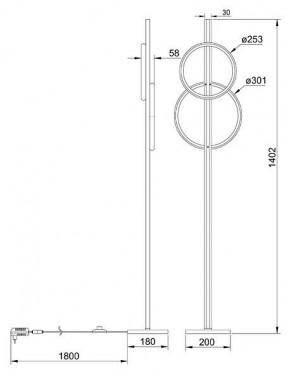Торшер Arte Lamp Fluido A3913PN-24BK в Губкинском - gubkinskiy.ok-mebel.com | фото 2