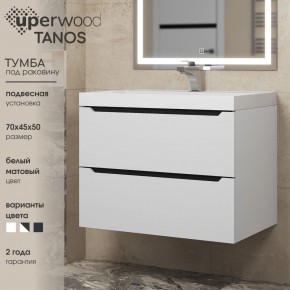 Тумба под раковину Uperwood Tanos 70 см, подвесная, белая/графит в Губкинском - gubkinskiy.ok-mebel.com | фото 3