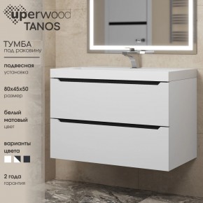 Тумба под раковину Uperwood Tanos 80 см, подвесная, белая/графит в Губкинском - gubkinskiy.ok-mebel.com | фото 3