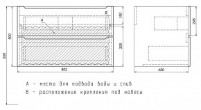 Тумба под раковину Uperwood Tanos 80 см, подвесная, белая/графит в Губкинском - gubkinskiy.ok-mebel.com | фото 7