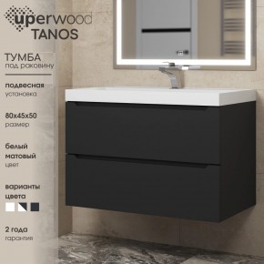 Тумба под раковину Uperwood Tanos 80 см, подвесная, черная матовая в Губкинском - gubkinskiy.ok-mebel.com | фото 3