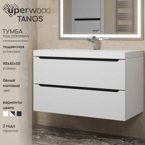 Тумба под раковину Uperwood Tanos 90 см, подвесная, белая/графит в Губкинском - gubkinskiy.ok-mebel.com | фото 3