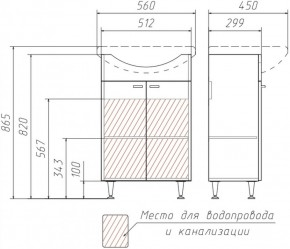 Тумба под умывальник Уют 55 Классик без ящика АЙСБЕРГ (DA1018T) в Губкинском - gubkinskiy.ok-mebel.com | фото 3