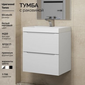 Тумба с раковиной Uperwood Tanos 50 см, подвесная, белая матовая в Губкинском - gubkinskiy.ok-mebel.com | фото 5